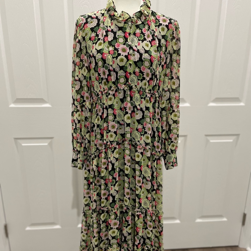 CINQ A SEPT Lucile tiered maxi floral dress. 6
